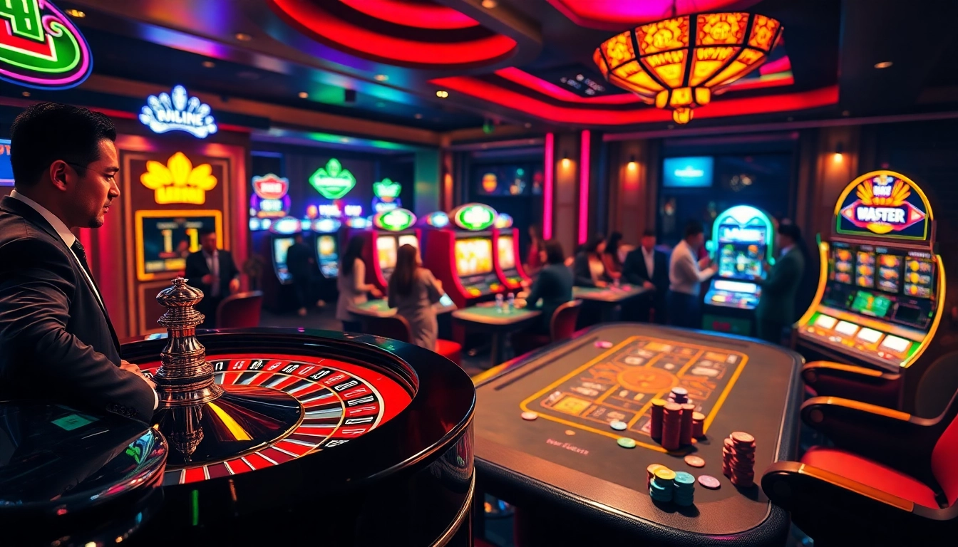Experience a vibrant casino atmosphere with tg88-themed games and lively players enjoying the thrill of winning.
