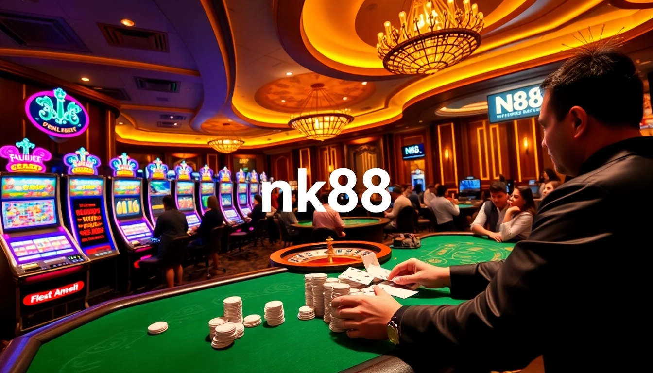 Experience the excitement at nk88 with vibrant casino games and elegant decor.