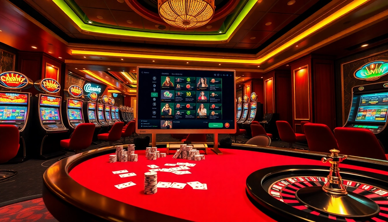Engaging online gambling experience at kuwin with casino tables and vibrant gaming visuals.