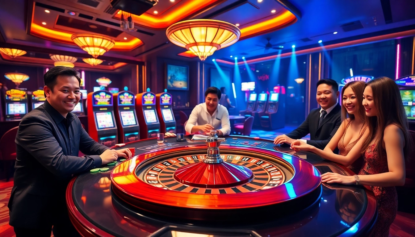 Players engaging in the thrilling 888VND game at a luxurious online casino.