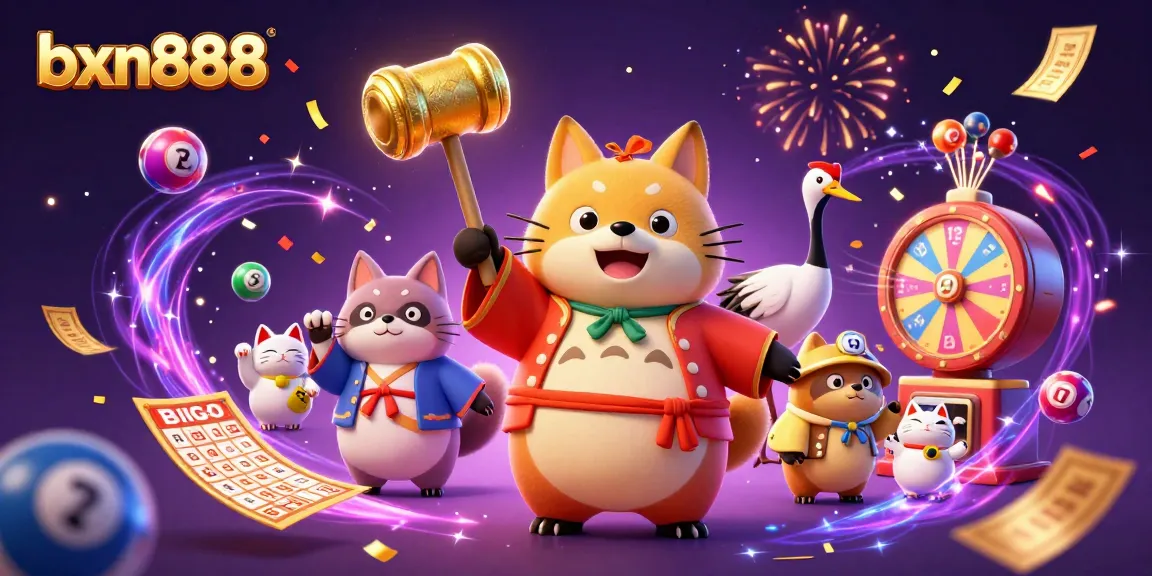 Engage with bxn888's vibrant atmosphere featuring lucky characters and dynamic gambling elements.