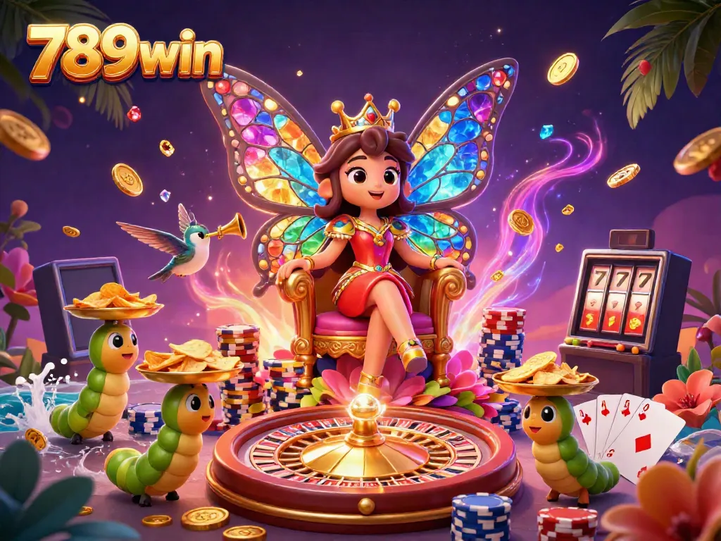 Experience the enchanting world of 789win with vibrant casino elements and magical characters.