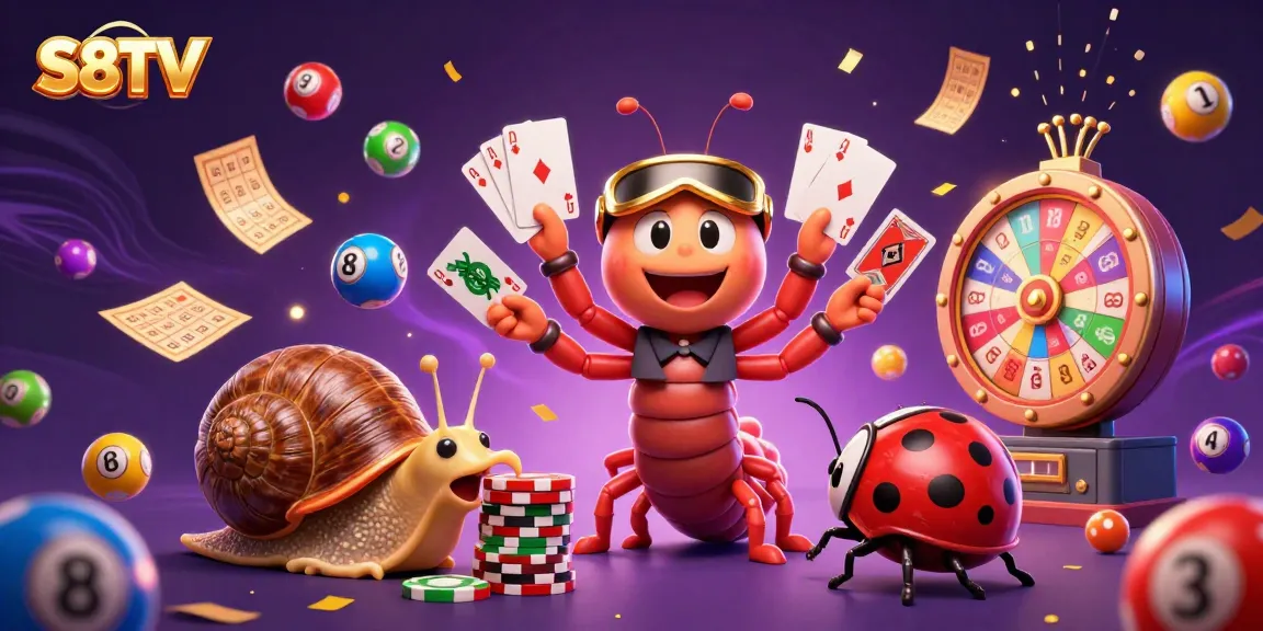 S8TV brings the excitement of vibrant lottery elements and animated characters in a dynamic casino scene.