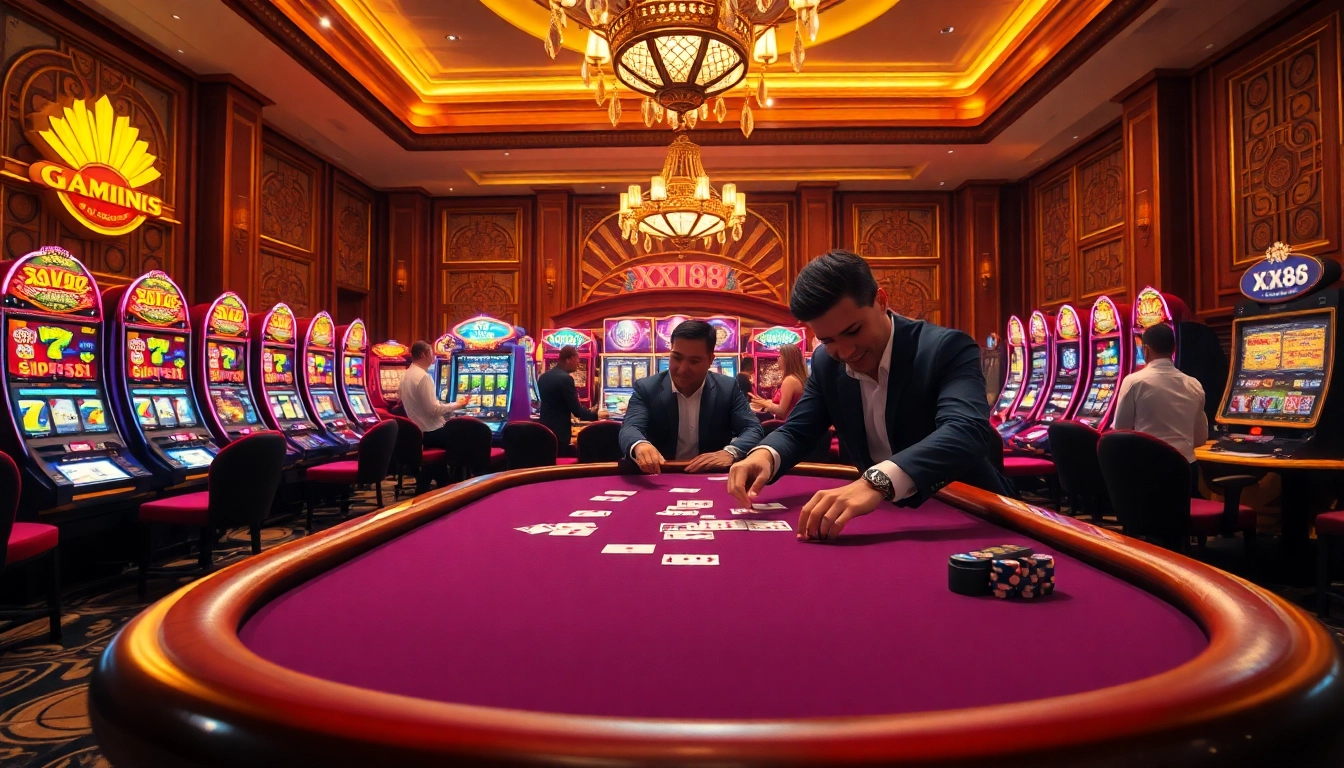 Experience the thrill of gambling at XX88 with vibrant casino scenes and exciting gameplay.