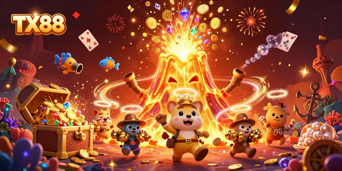 Spin and win with TX88 at the golden volcano's treasure-filled eruption adventure!