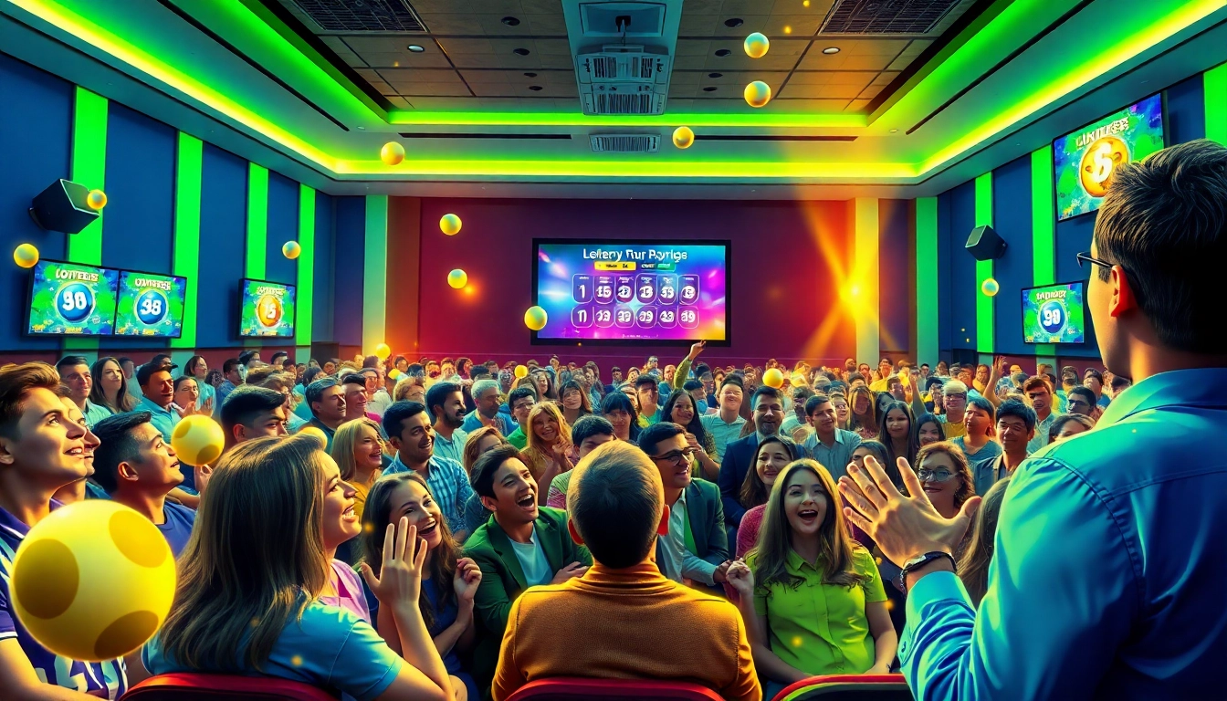 Exciting lottery draw scene highlighting Song thủ lô with engaging audience expressions.