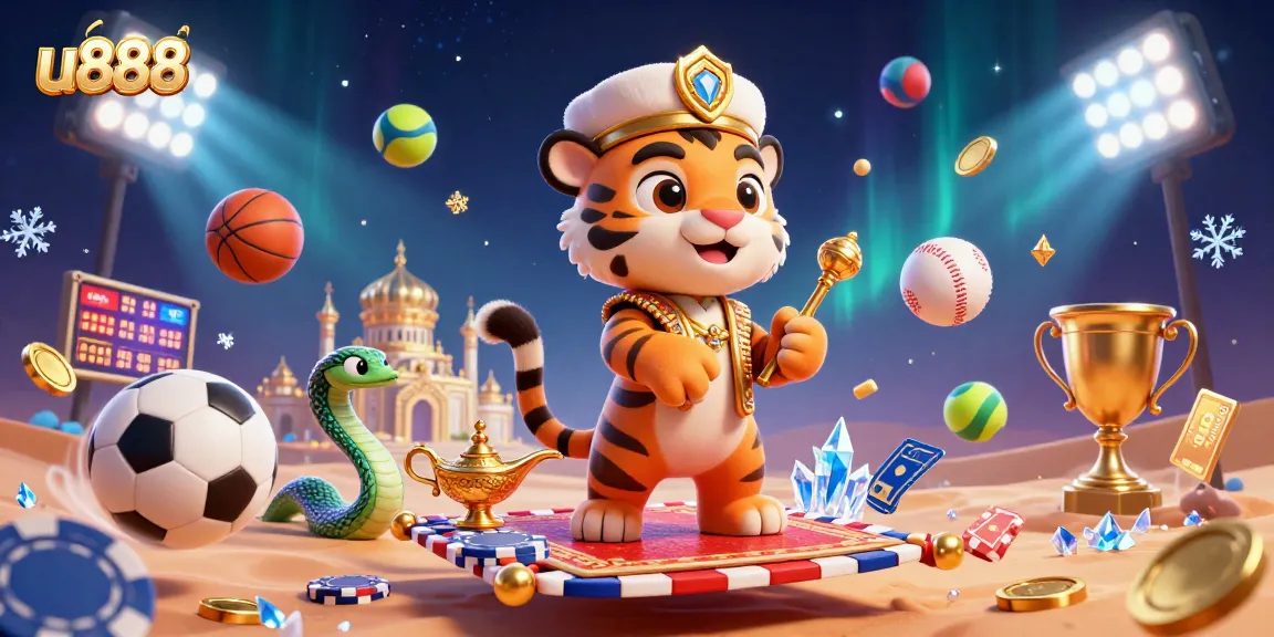 Experience thrilling sports betting action with u888, featuring a dynamic 3D casino scene.