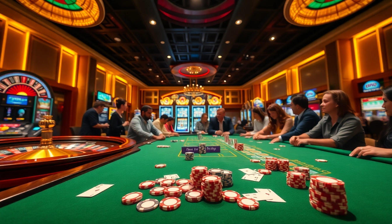 Experience thrilling gambling at tg88 with vibrant slot machines and an engaging roulette wheel.