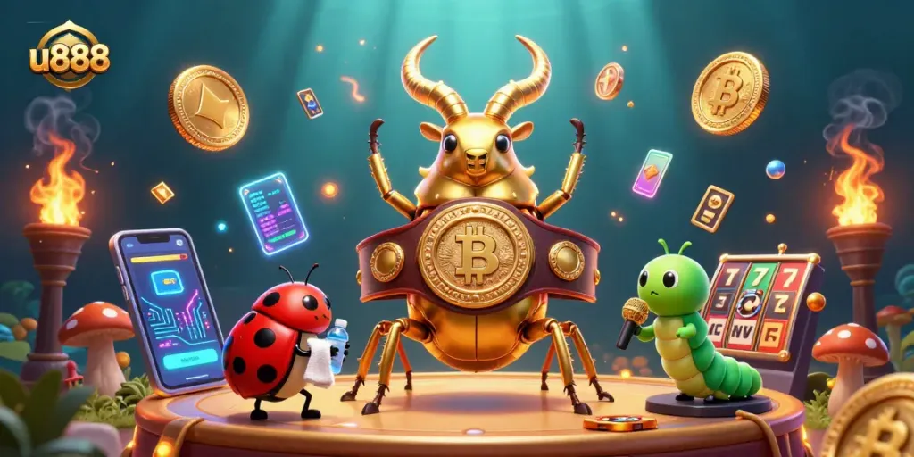 Engage with u888's thrilling casino games featuring dynamic characters and crypto elements.