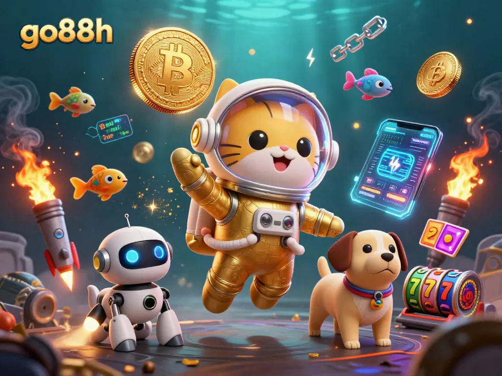 Engage with the exciting atmosphere of go88h's 3D-gaming adventure featuring an astronaut cat.