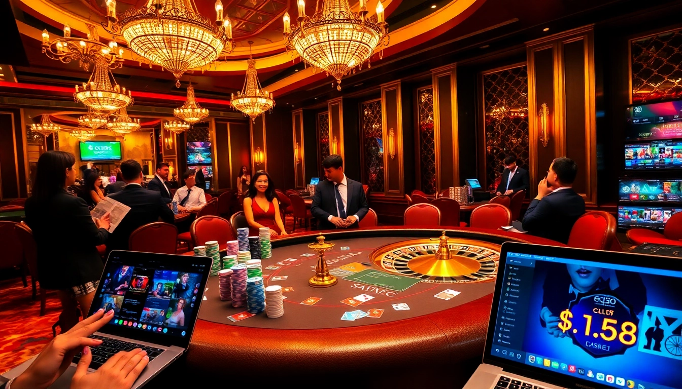 Experience the excitement of the TA88 club with a luxurious casino setup featuring poker and roulette.