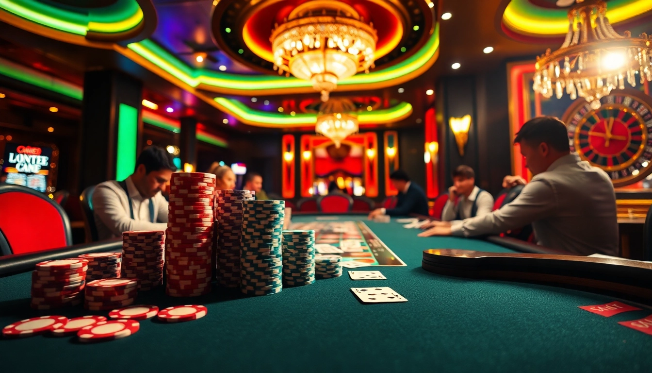 Experience thrilling poker action at rikbet's luxurious casino table with vibrant colors and expert players.