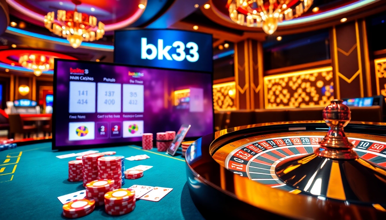 Experience the thrill of bk33 with dynamic casino action featuring cards and poker chips.