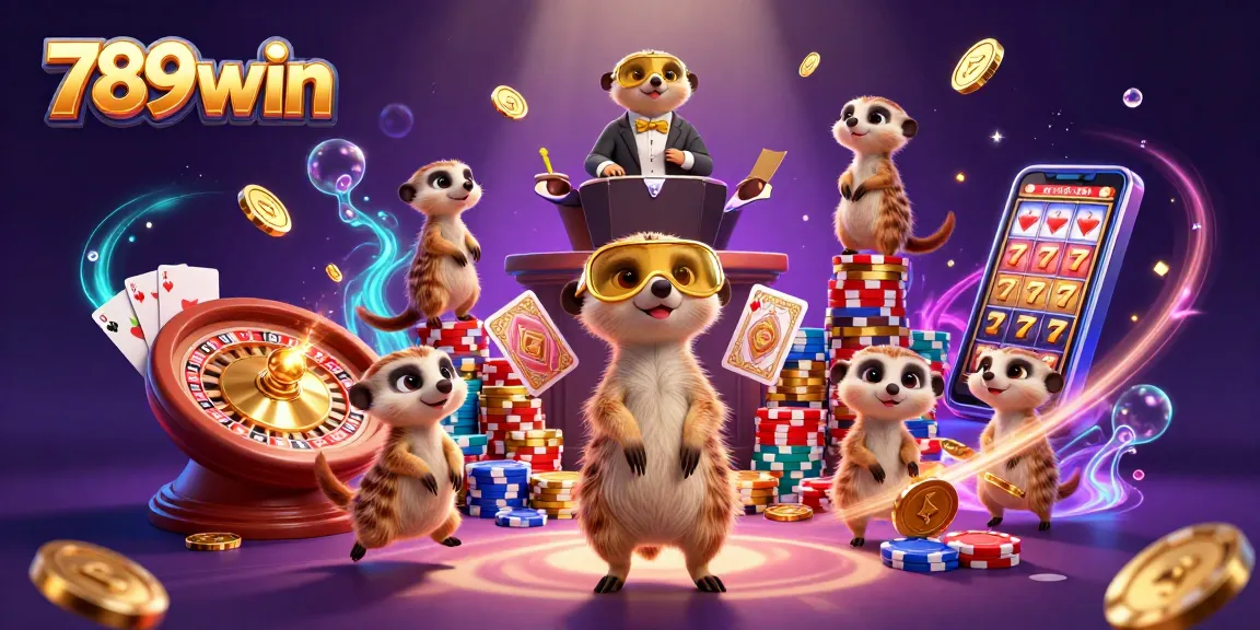 Immerse in casino excitement with 789win's meerkat casino operation illustration