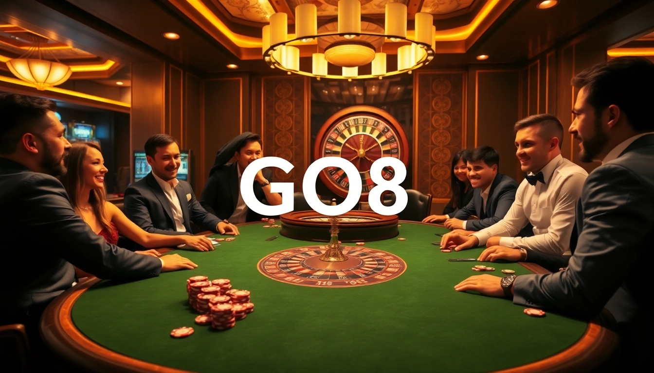 Experience high-stakes poker excitement at GO8's luxurious casino atmosphere.