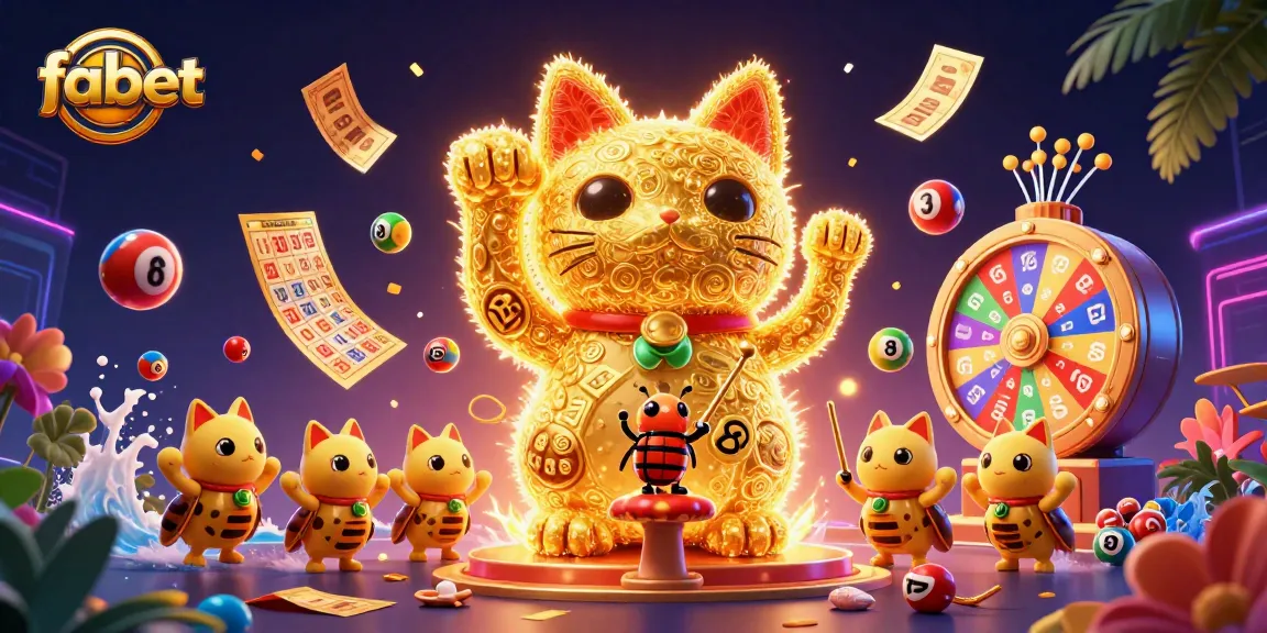 Experience the thrill of fabet with a vibrant scene featuring a lucky cat surrounded by dynamic gaming elements.