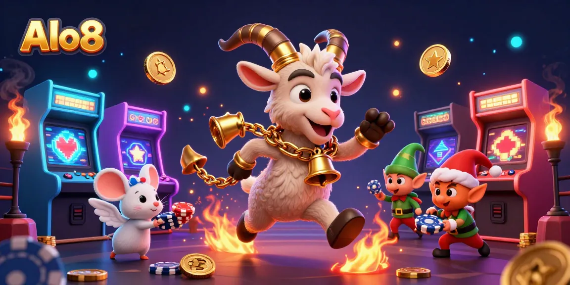 Alo8 engages players in a vibrant casino scene where Krampus oversees chaotic gaming, blending horror with excitement.