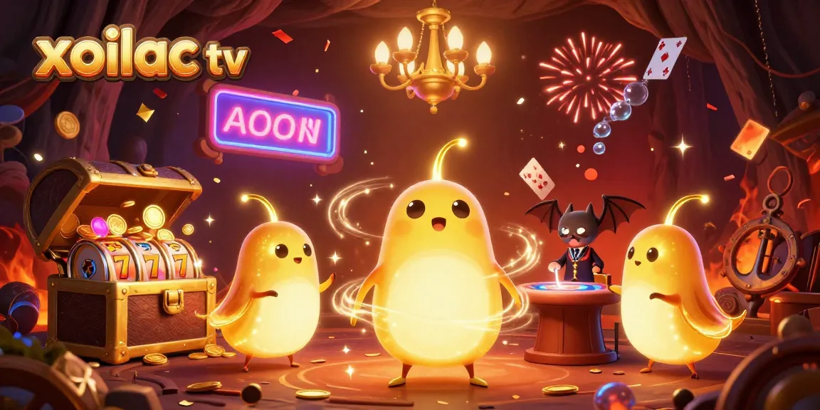 Experience high-stakes action on xoilac tv with glowing casino elements, vibrant treasure, and lively gameplay.