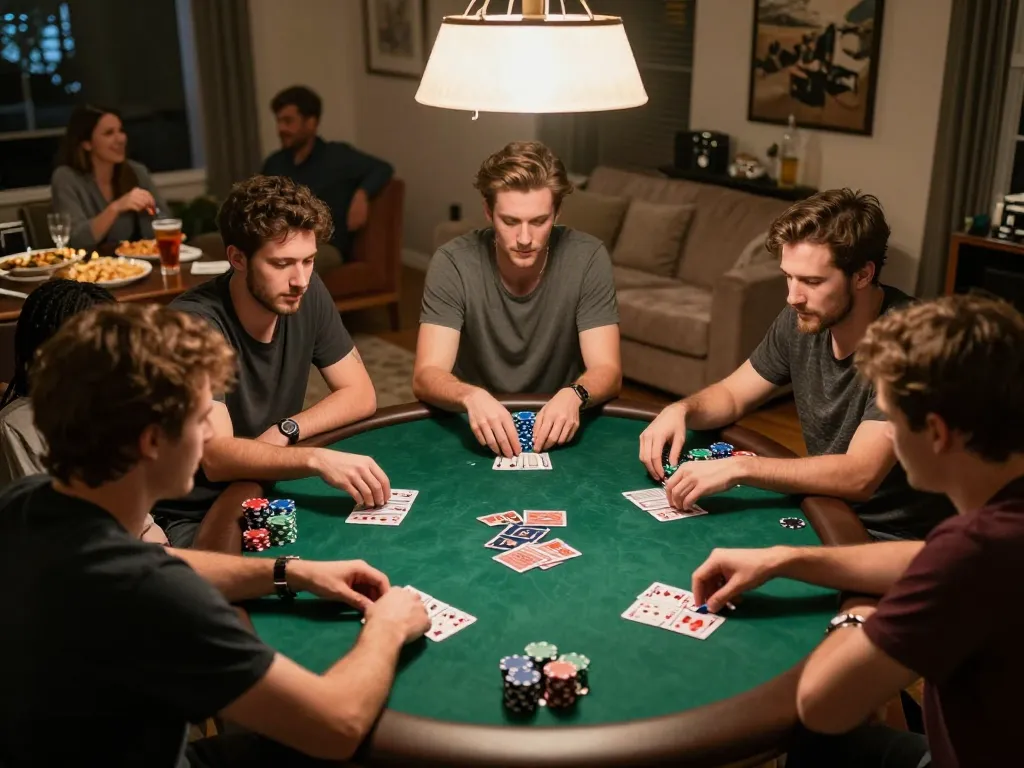 Players enjoying a competitive poker night with vebotv streaming options in a lively setting.