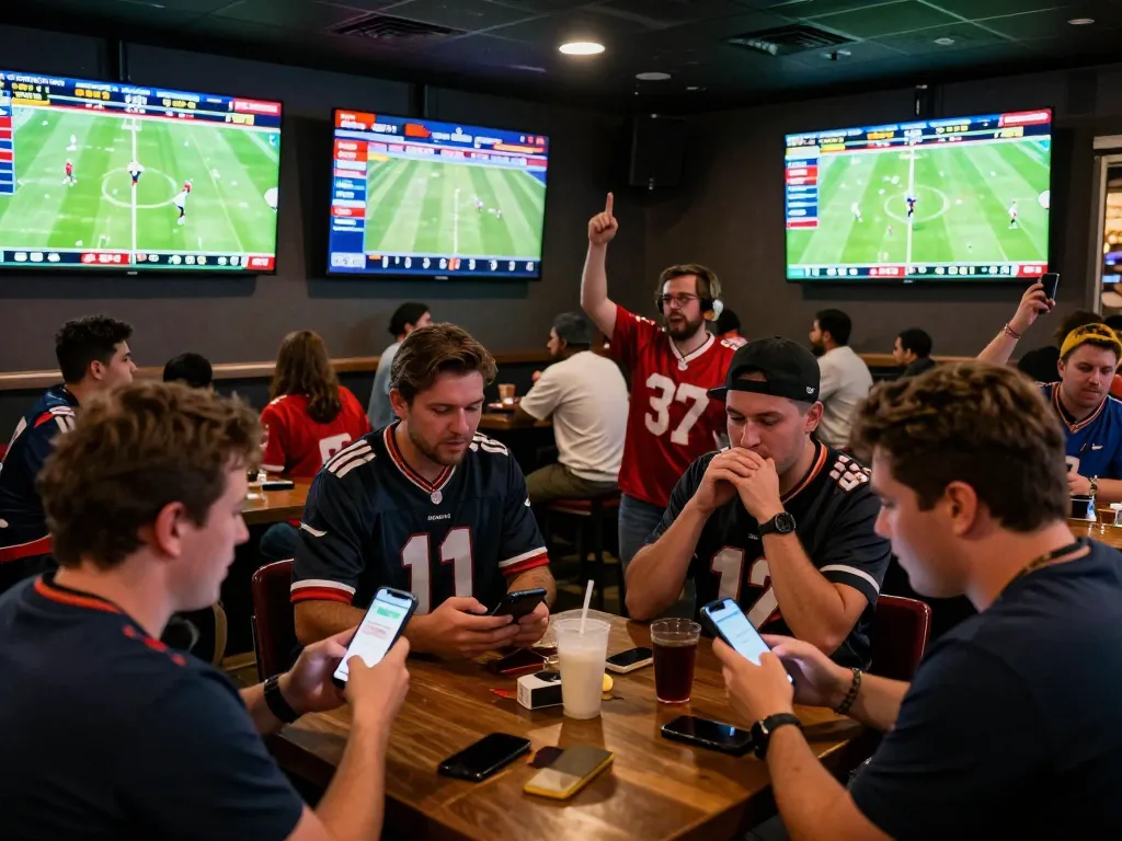 Experience kết quả bóng đá excitement as sports fans engage in live betting at a bustling venue.