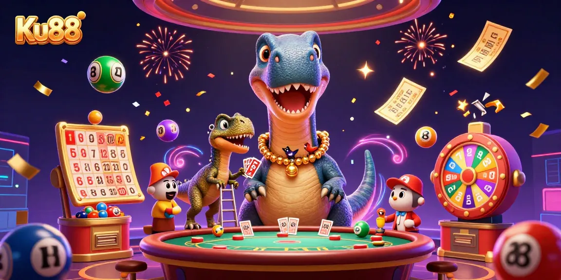 Experience dynamic gaming sensations with Ku88's captivating casino illustration.
