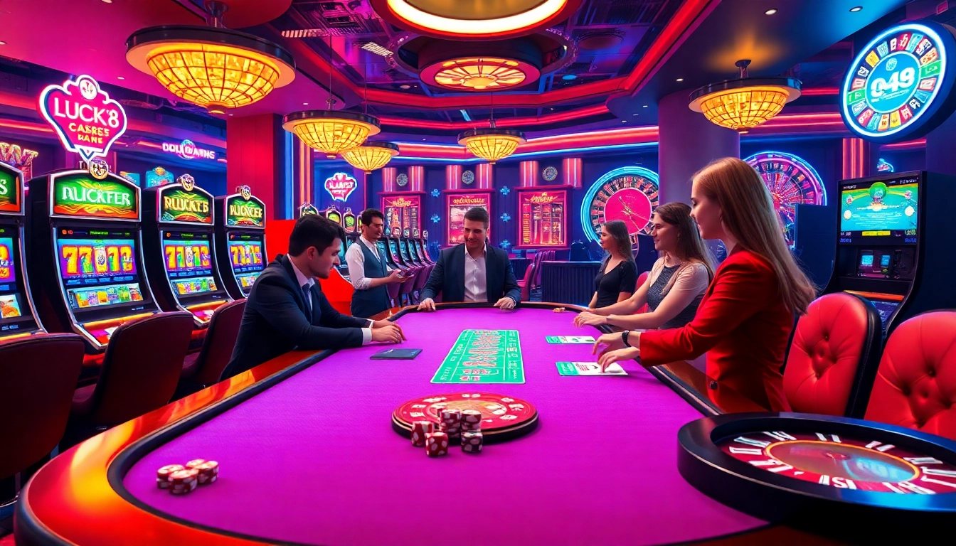 Experience the excitement of luck8 casino with immersive gaming tables and vibrant slot machines.