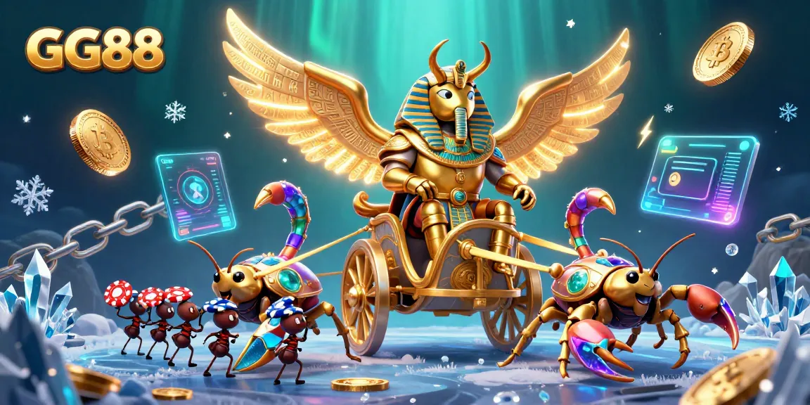 Join GG88 for an exhilarating online gaming adventure featuring vibrant golden characters and cryptocurrency elements.