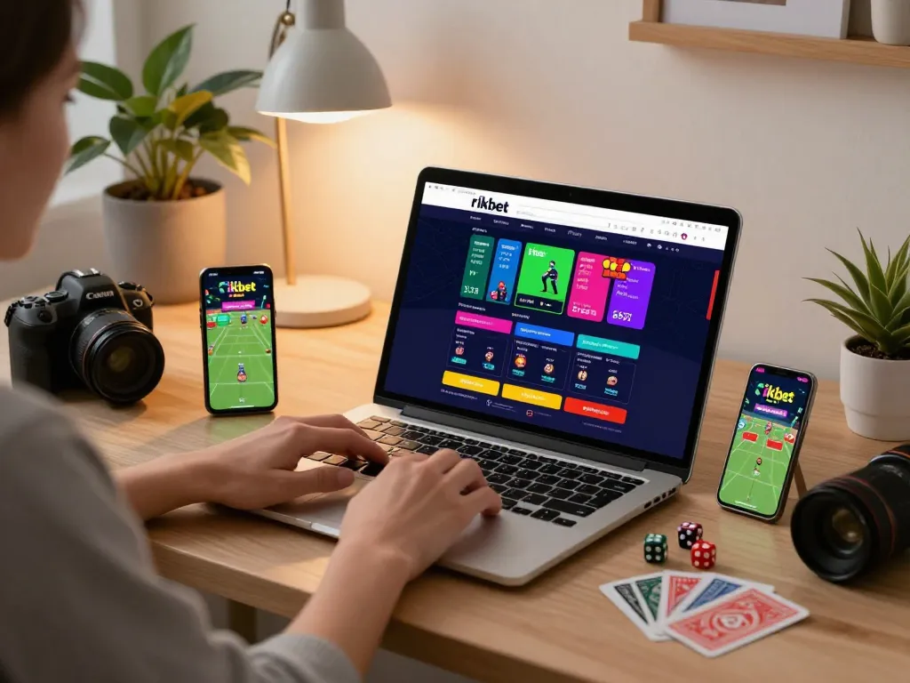 User engaging with the rikbet online betting platform, showcasing an interactive gambling experience with vibrant odds and game options.
