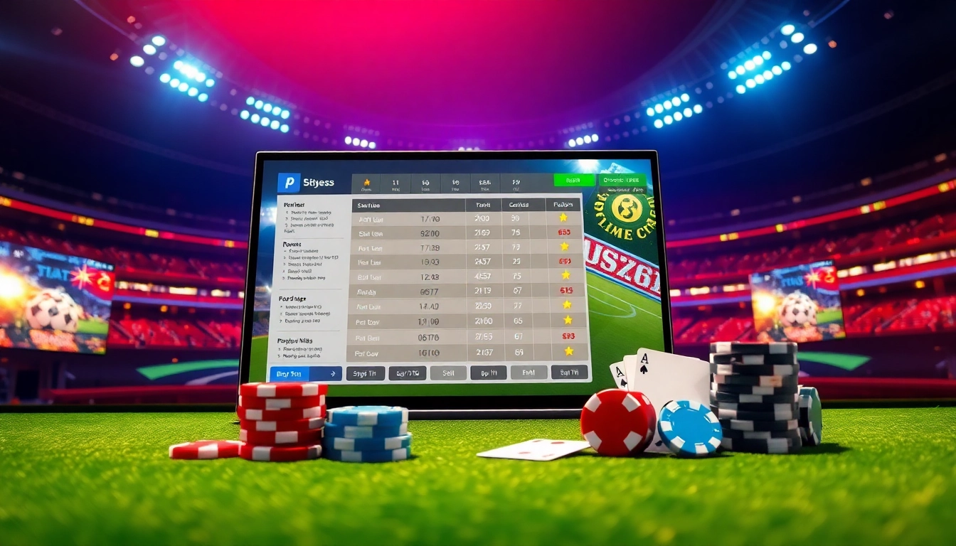 Engaging betting scene showcasing Thể thao 69VN with vibrant odds, casino chips, and a thrilling online sports atmosphere.