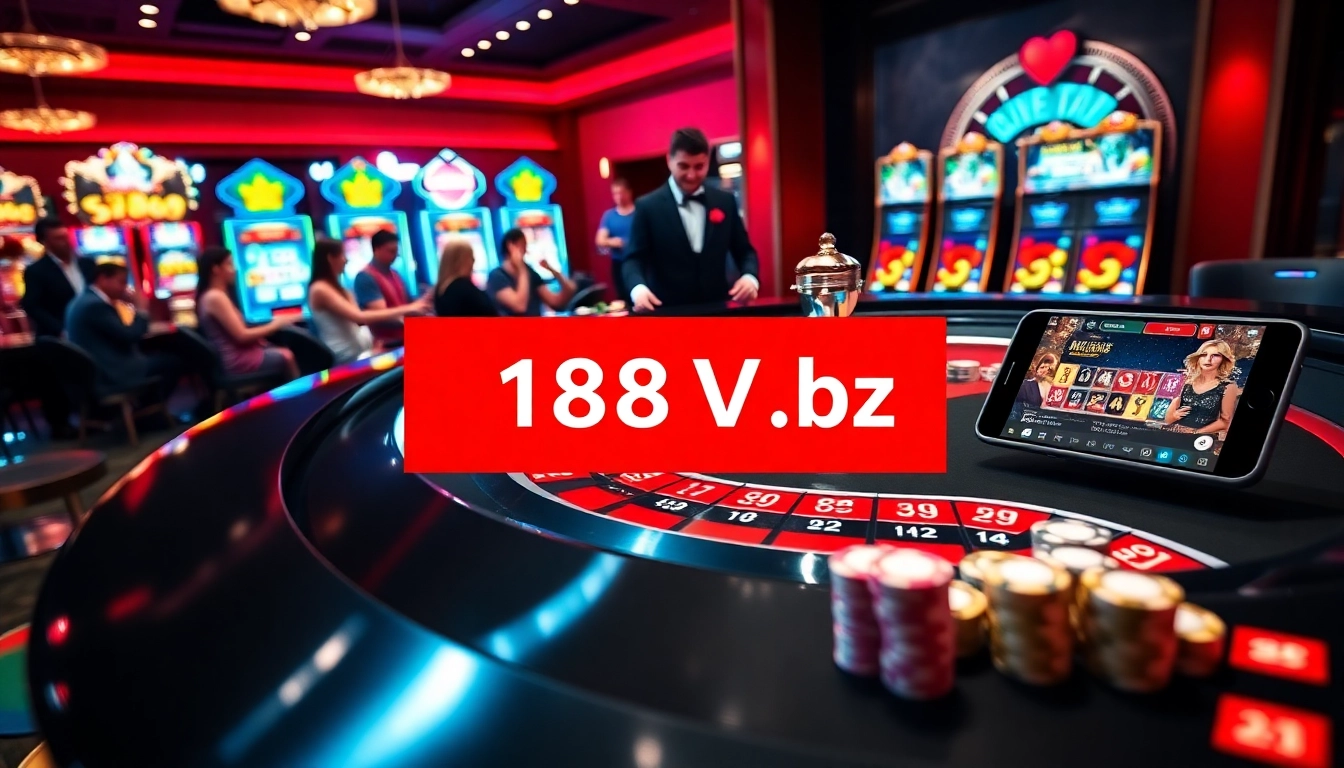 Experience thrilling gaming with vibrant roulette at https://188v.bz/, featuring exciting players and shining poker chips.