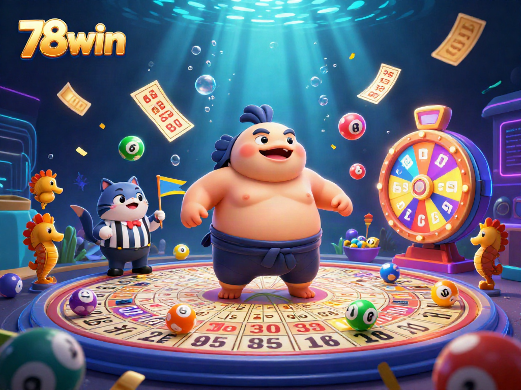 Engage in thrilling bingo action with 78win's vibrant underwater scene featuring lively characters.