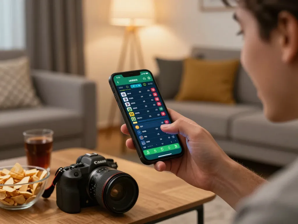 Engaging in real-time sports betting using the KUWIN app, capturing the excitement of strategic wagers.