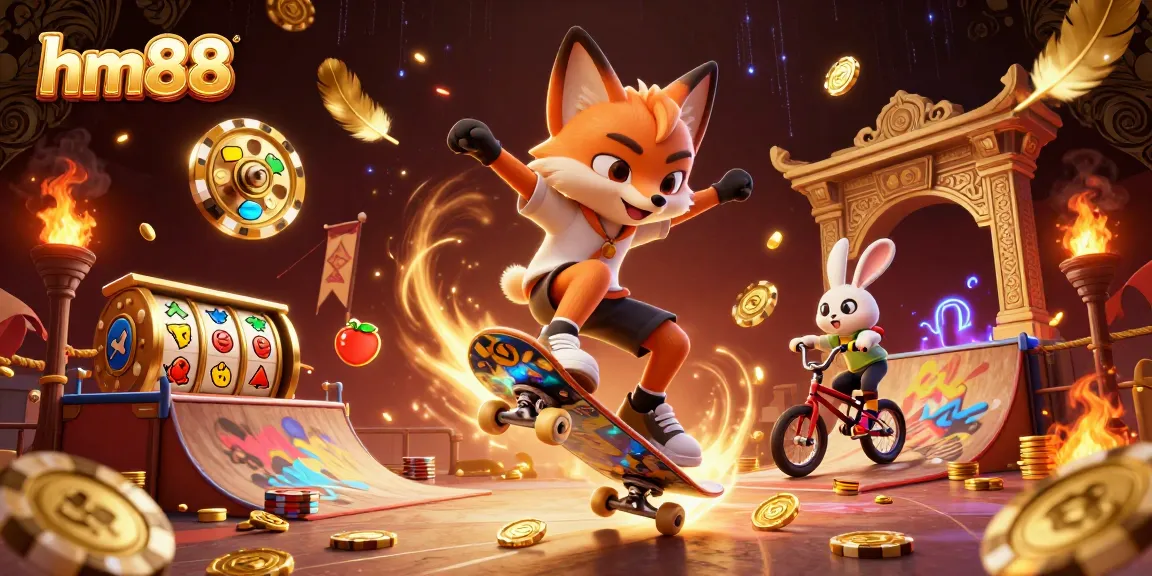 Experience thrilling gameplay at hm88 with vibrant casino symbols and engaging characters.
