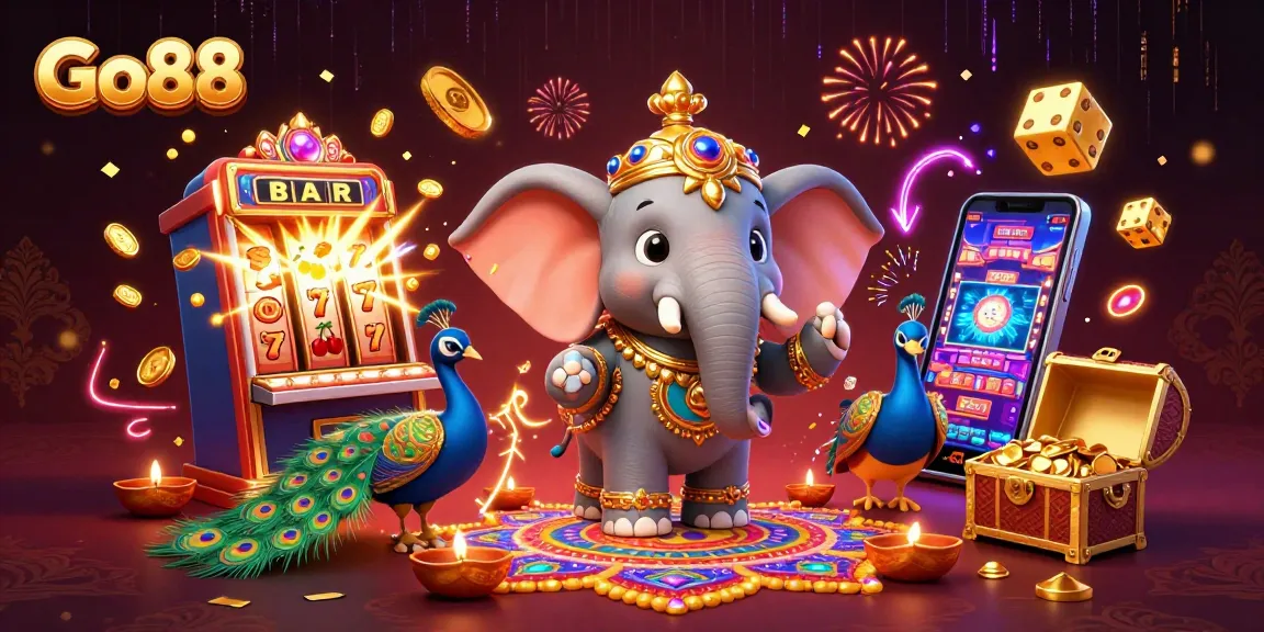 Join the excitement with Go88 at vibrant slot machines, colorful symbols, and a festive atmosphere.