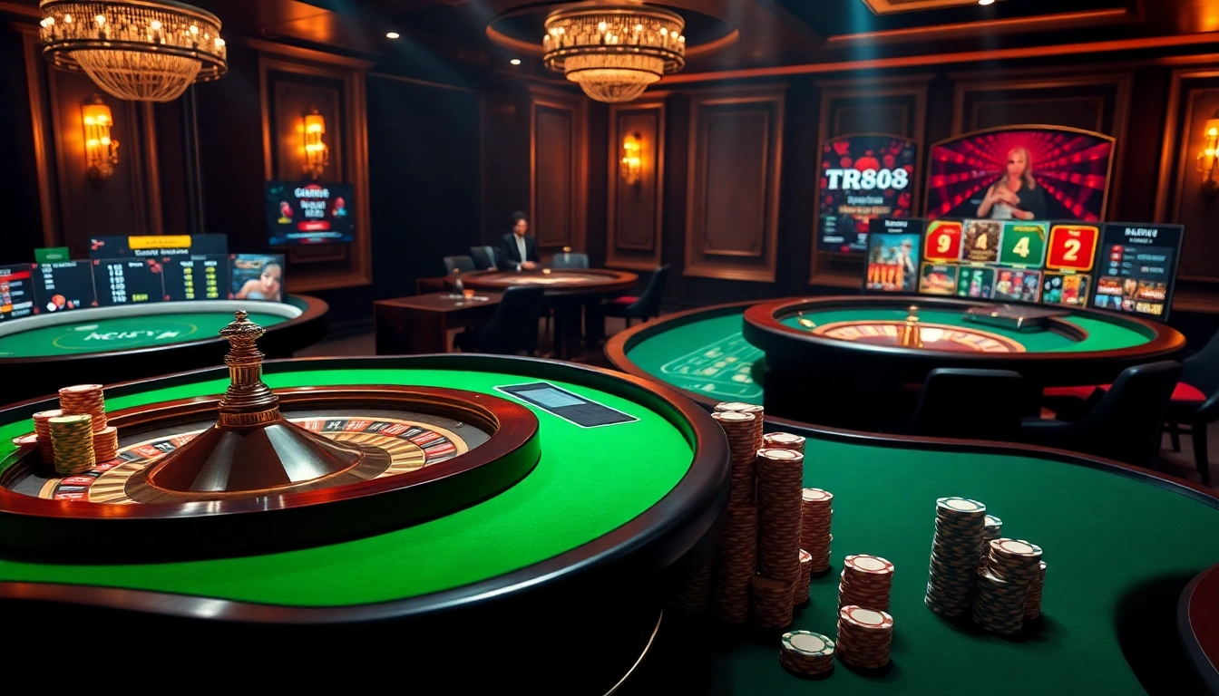 Experience thrilling gameplay at nhà cái TR88 with vibrant casino tables and live dealer excitement.