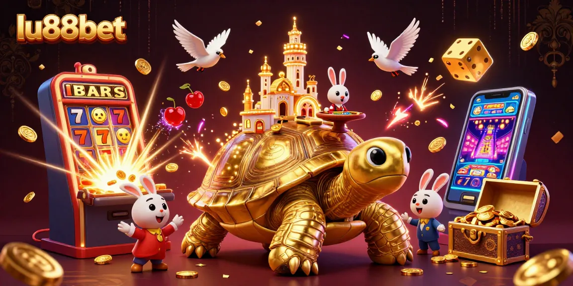 Experience thrilling wins at lu88bet with a vibrant 3D casino featuring a golden tortoise and jackpot elements!