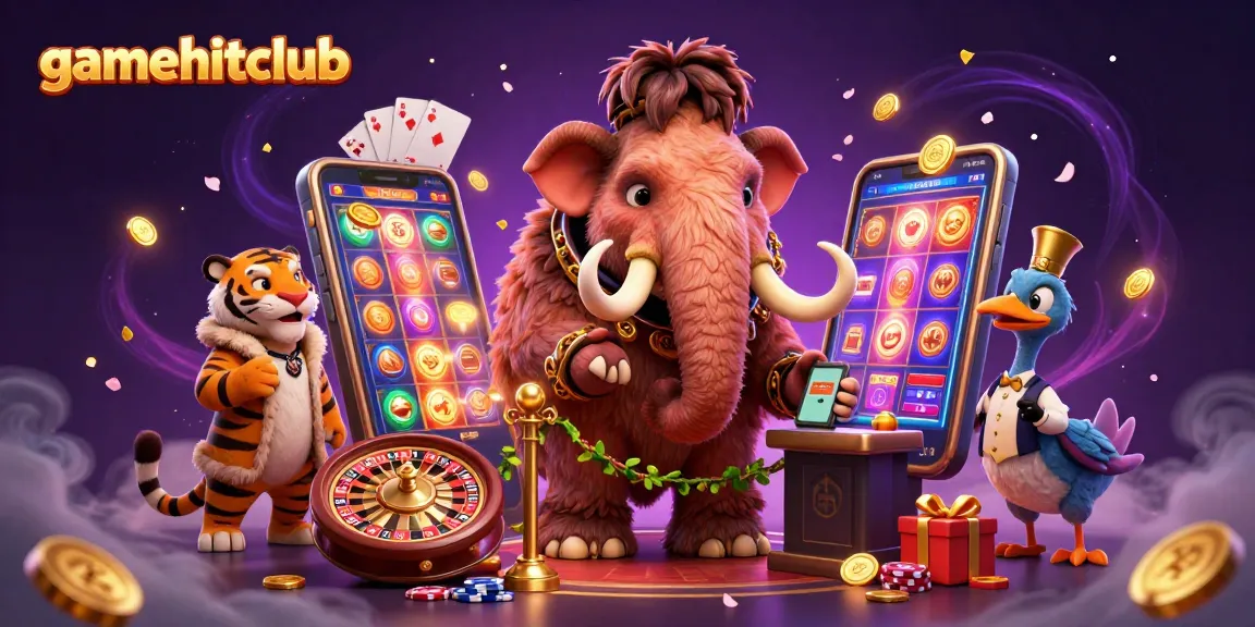 Experience the excitement at gamehitclub with a vibrant 3D casino scene illustrating iconic characters and gaming elements.