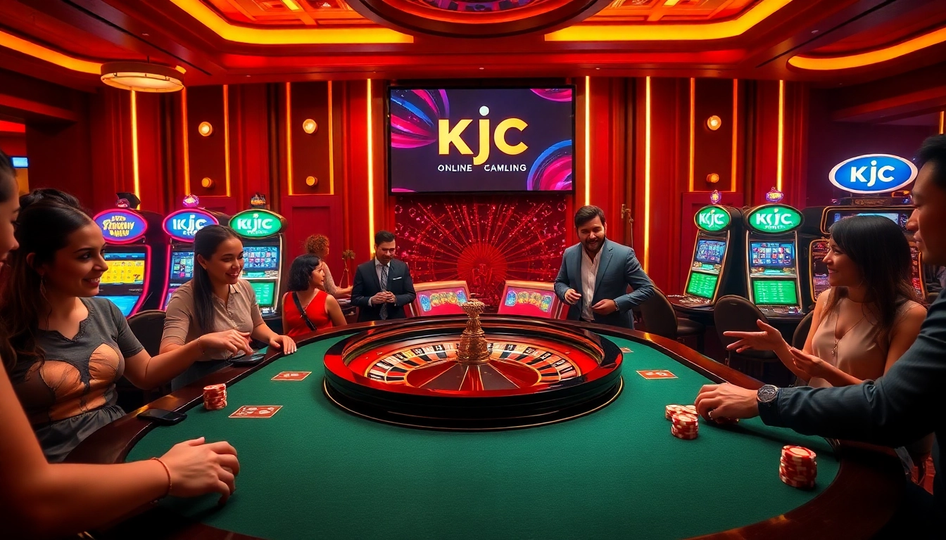 KJC players enjoying an exciting casino game at a luxurious gambling table.