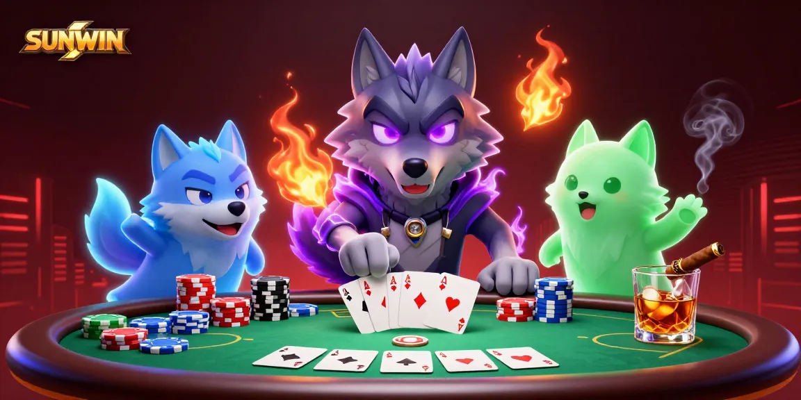 Experience thrilling poker action at SUNWIN with a vibrant 3D illustration showcasing high-stakes gameplay.
