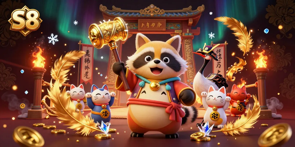 S8 players enjoy thrilling casino games with dynamic elements in a vibrant 3D illustration