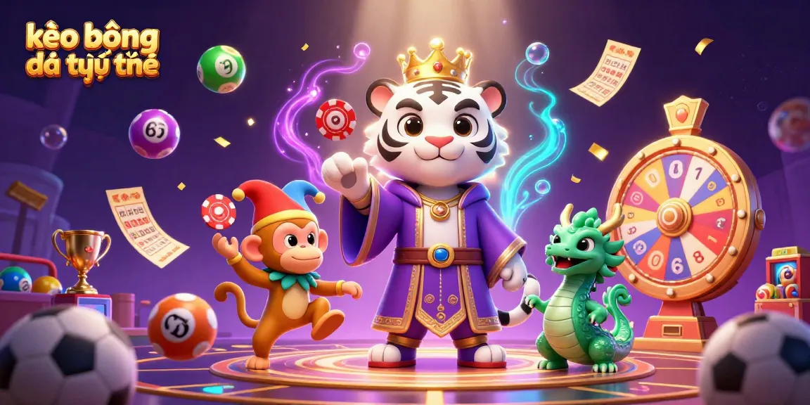 Engage with kèo bóng đá trực tuyến in this vibrant scene featuring a royal tiger, playful monkey, and stunning game elements.