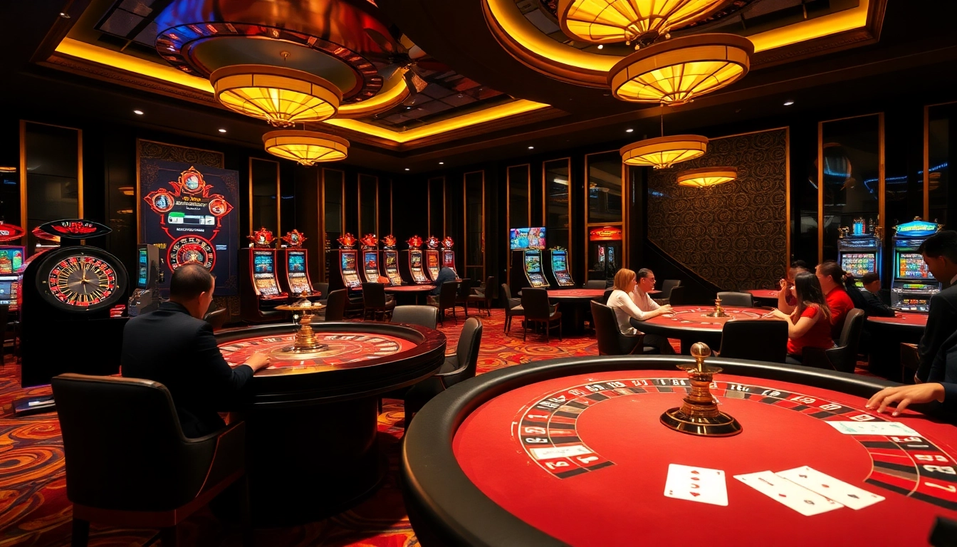 Players enjoying a thrilling game experience at xx88 com online casino, featuring roulette and slot machines.