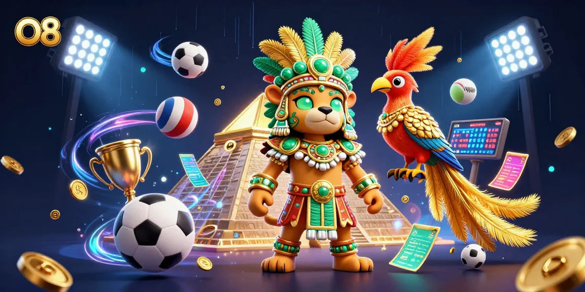 Experience O8's excitement with the Mayan jaguar priest and golden sports elements.