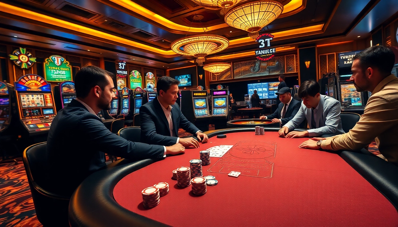 Gambling excitement at TT 88 poker table with vibrant casino elements and live betting