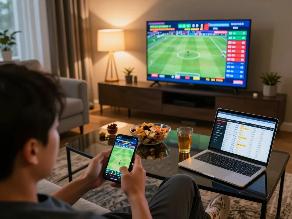 Player engaging in live sports betting on smartphone, highlighting 33win for streamlined online gambling experience