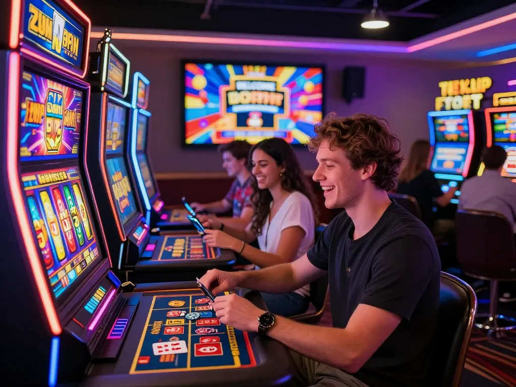 Players experiencing Zumospin κριτική in vibrant casino environment, showcasing slots and live games.