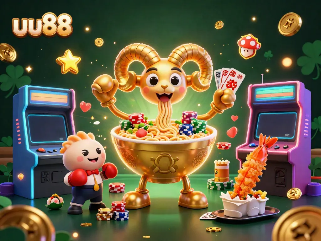 Experience thrilling gameplay with uu88 in this vibrant casino-themed 3D digital illustration.