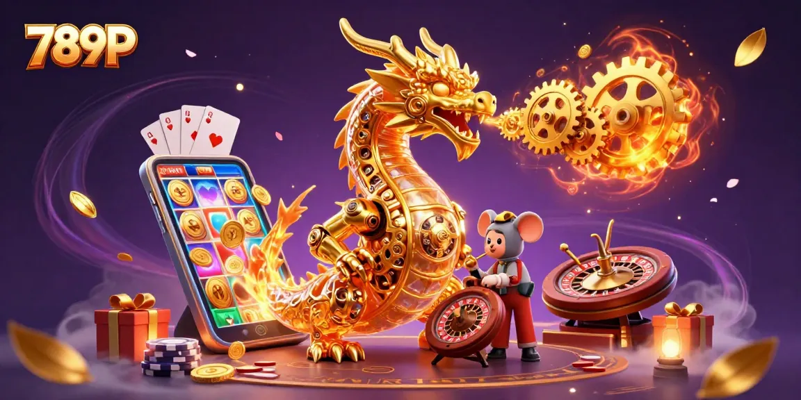 Experience exciting gameplay with 789P's colorful slot games and a golden dragon in action.