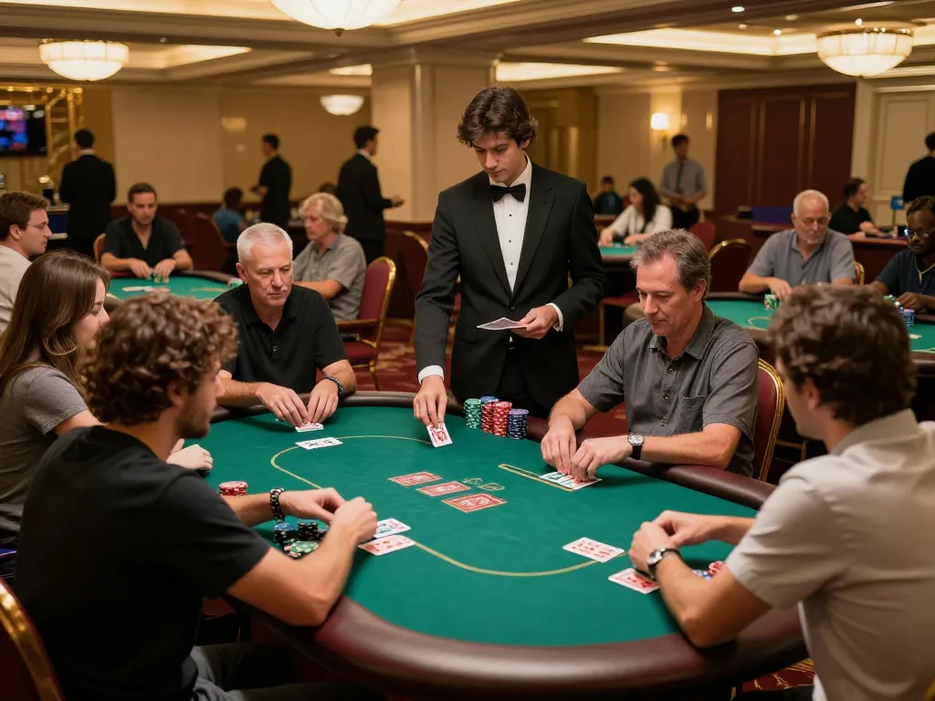 Players enjoying a captivating poker game at 555win casino with vibrant atmosphere