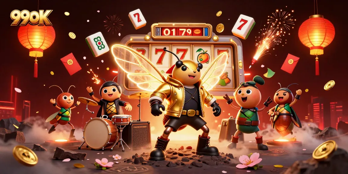 Experience thrilling jackpots with 99OK in an ultra-detailed casino scene featuring vibrant characters.